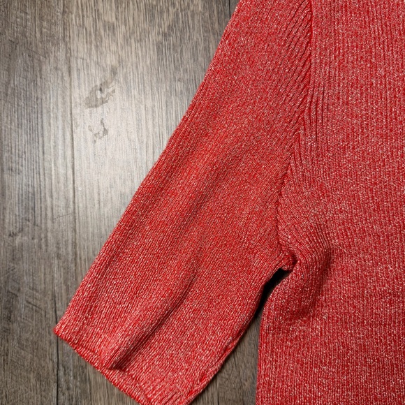 NWT Michael Kors Salmon Pink Ribbed V-Neck Embellished Top Casual 3/4 Sleeve XL - Picture 5 of 9